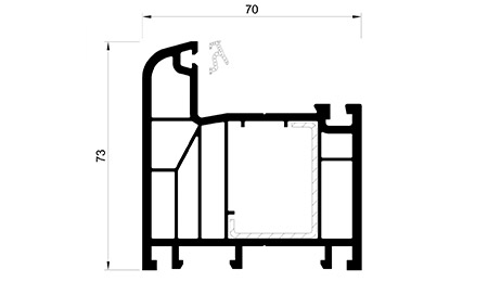 Profilzeichnung des Fensterrahmens Inno Nova 70